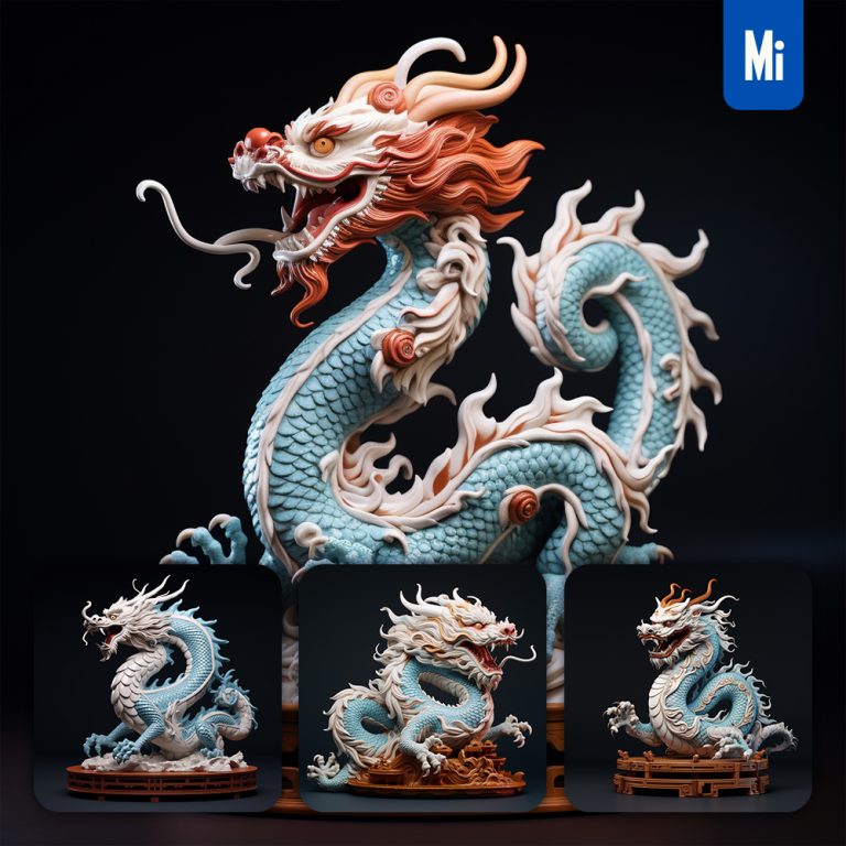 midjourney chinese dragon statue