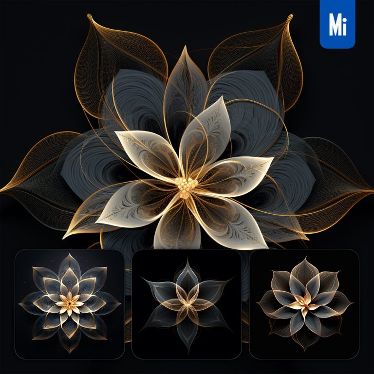 midjourney flower abstract geometry gold
