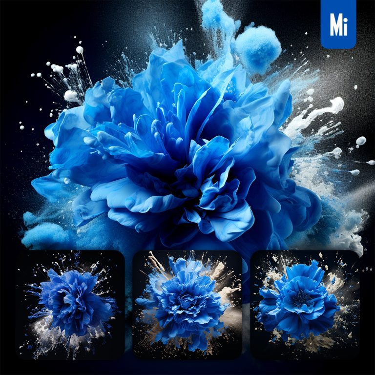 midjourney flower blue dust explosion bloom