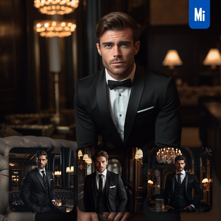 midjourney man model suit luxury pose