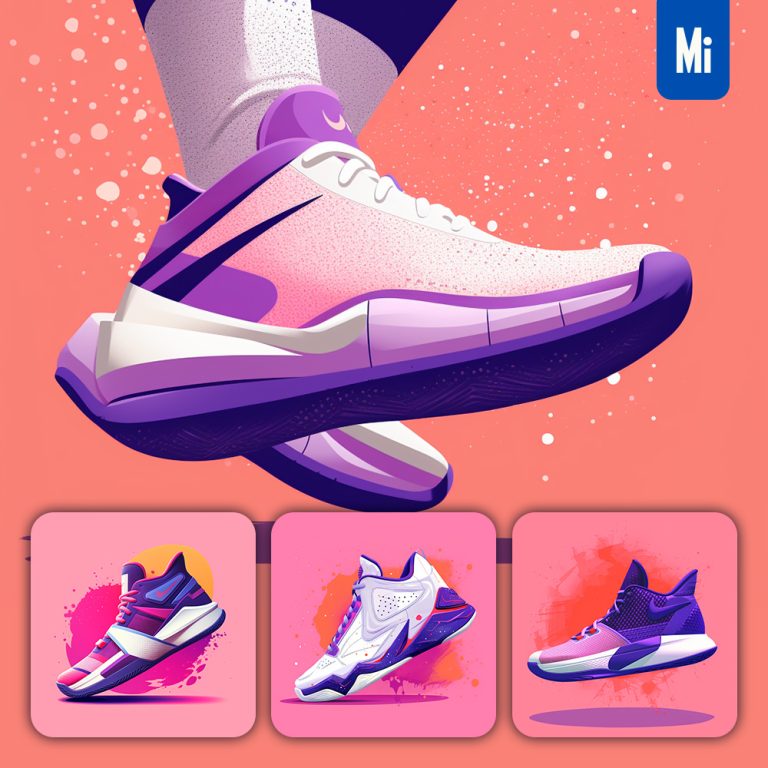midjourney illustration basketball shoe pink purple