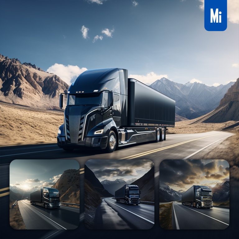midjourney truck road mountain