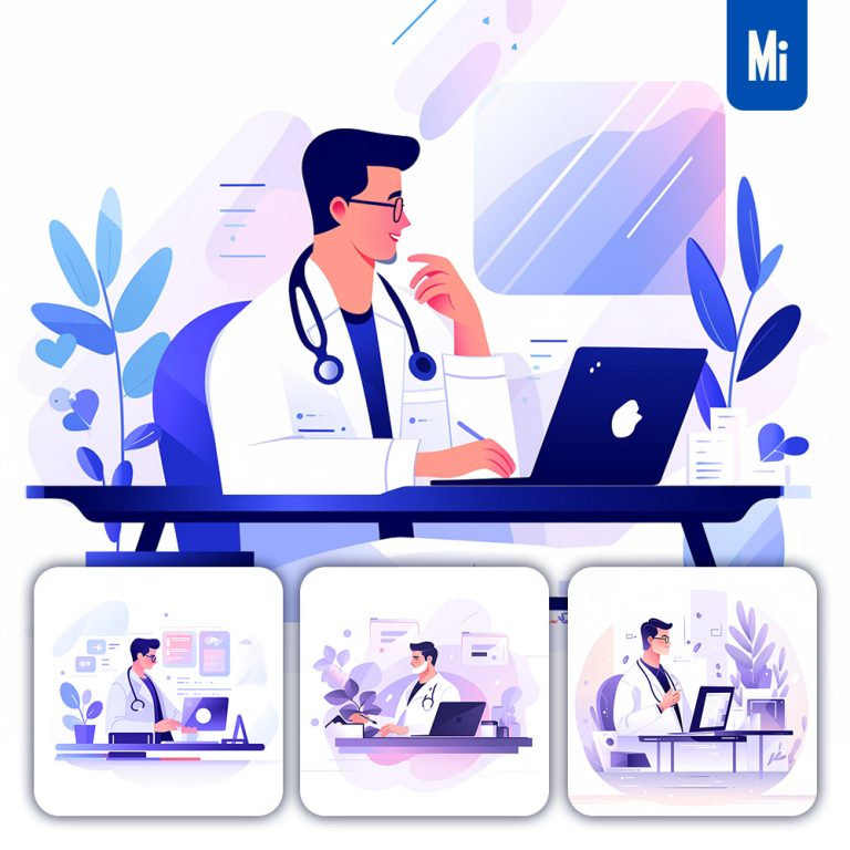 midjourney doctor man work web illustration computer