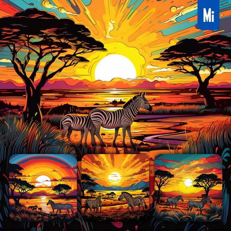midjourney zebra African savanna illustration