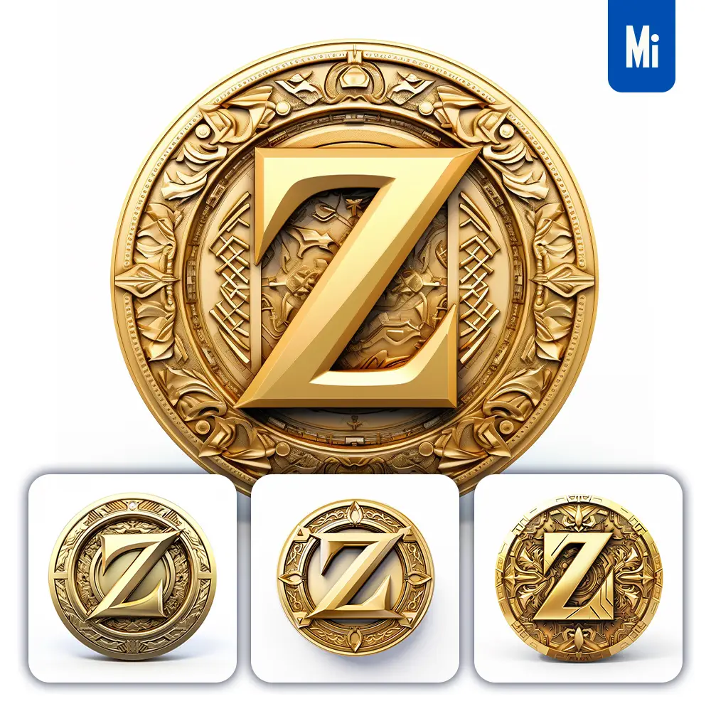 Midjourney Prompt Coin Logo Lettle Z Badge