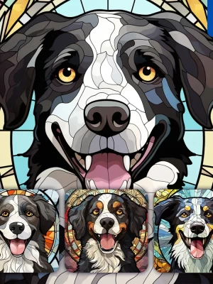 Midjourney Prompt Dog Border Collie Stained Glass