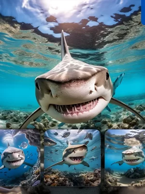 Midjourney Prompt Shark Fisheye Sea Ocean Underwater Photography