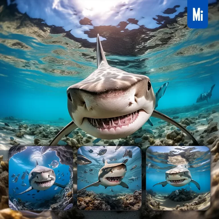 midjourney prompt shark fisheye sea ocean underwater photography