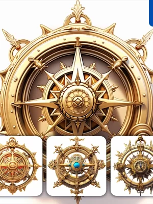 Midjourney Prompt Compass 3d Icon Gold