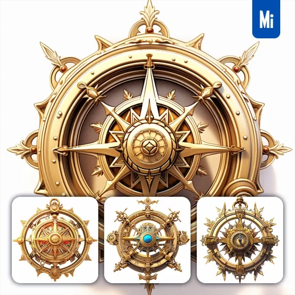 Midjourney Prompt Compass 3d Icon Gold