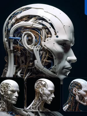 Midjourney Prompt Man Artificial Intelligence Porcelain Head Face Robotic