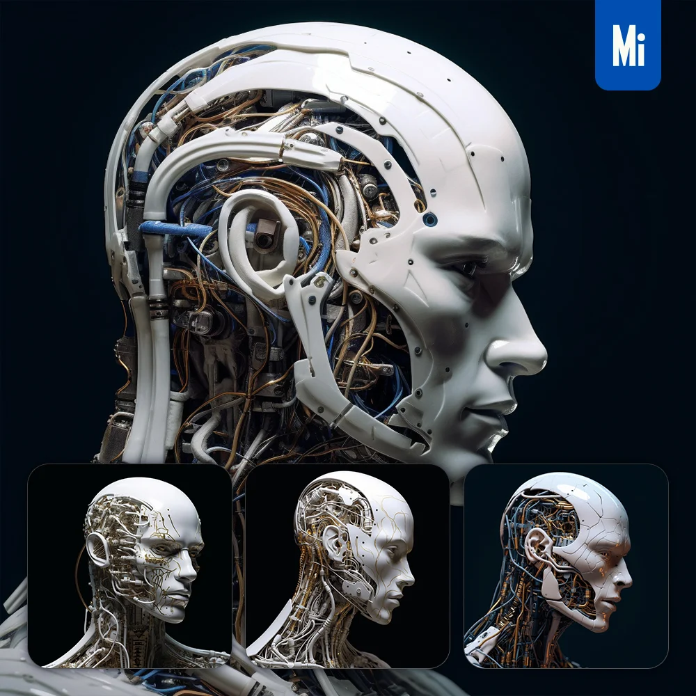 Midjourney Prompt Man Artificial Intelligence Porcelain Head Face Robotic
