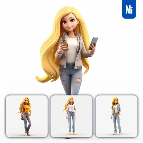 Midjourney Prompt Woman Famale Hair Cartoon 3d