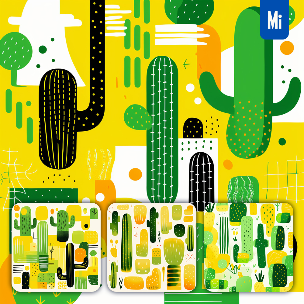 mid_cactus_green_yellow_abstract_shape_illustration