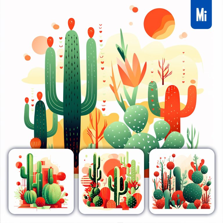 midjourney cactus vector abstract shape illustration
