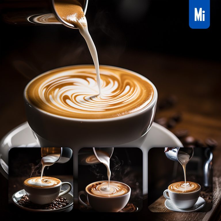 midjourney coffee milk cup latte art photography