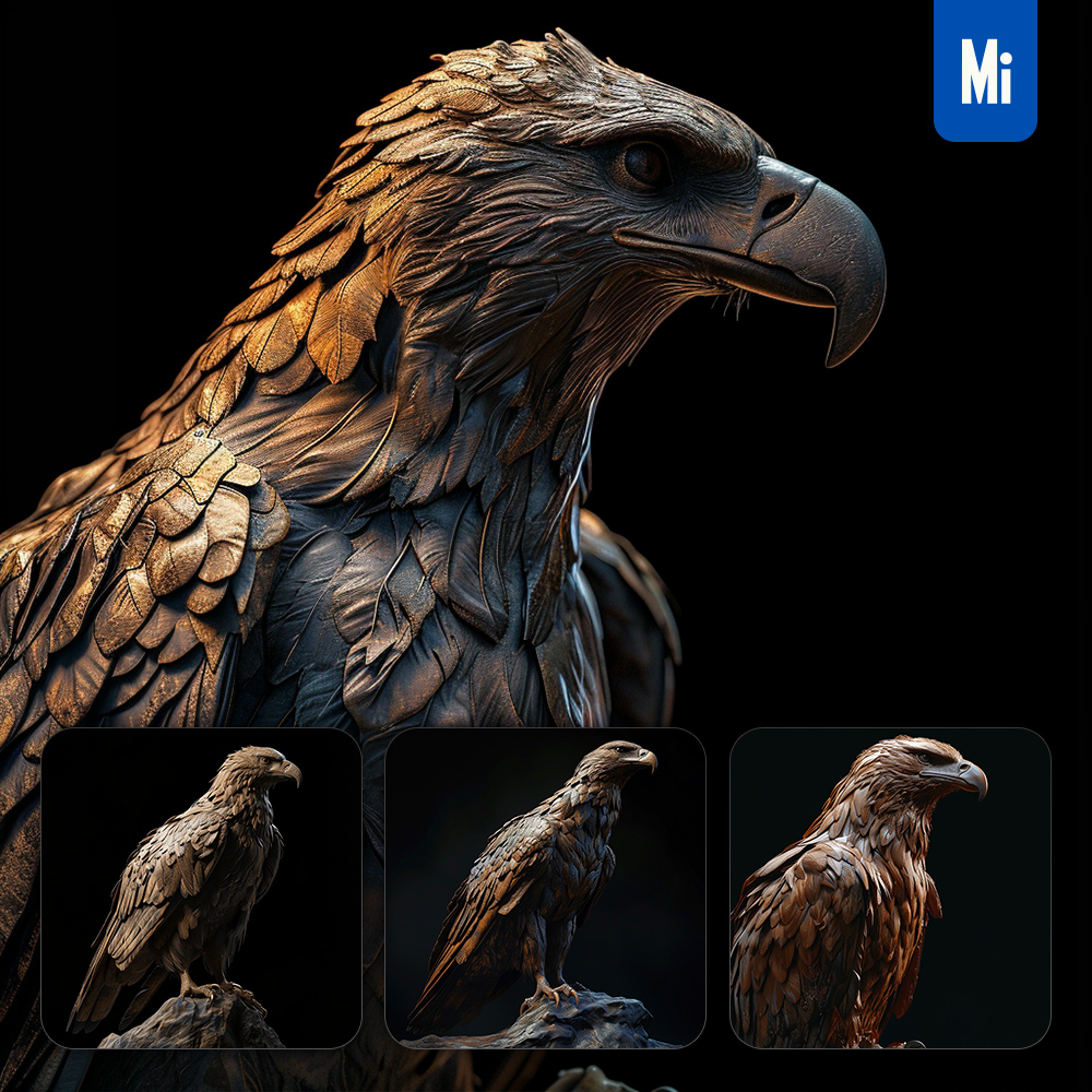 mid_eagle_statue_3D_art_artwork