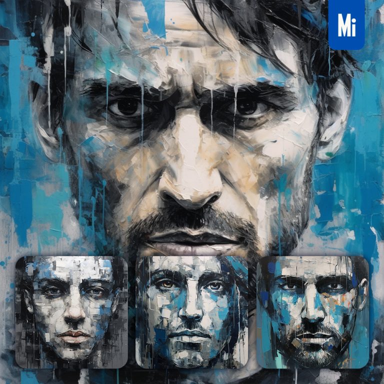 midjourney face painting man male oil