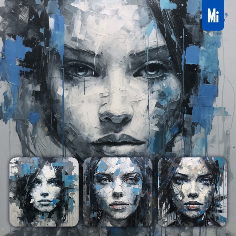 midjourney face painting woman female oil lady