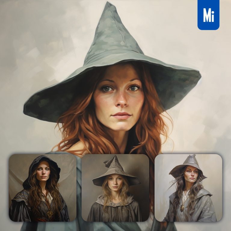 midjourney female woman wizard oil painting drawing portrait