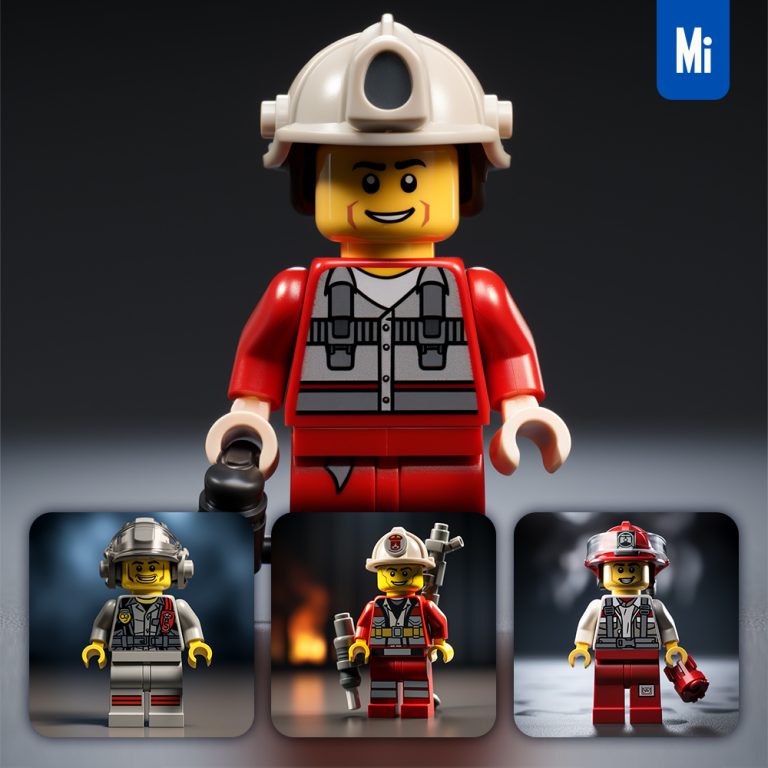 midjourney fireman lego 3d character toy game