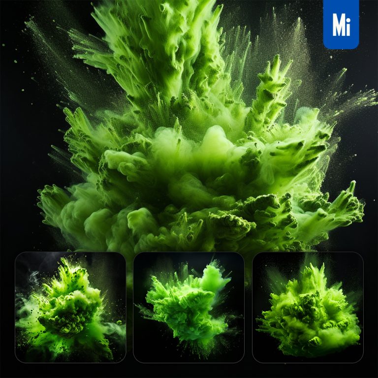 midjourney green powder explosion photography