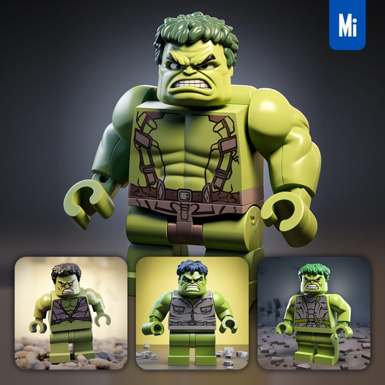 midjourney hulk lego 3d character toy game