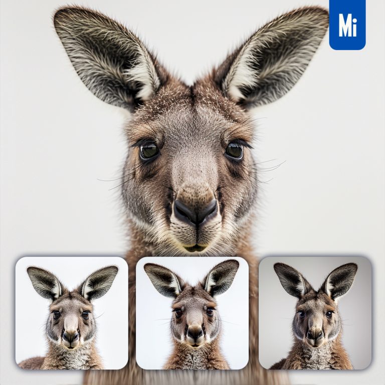 midjourney kangaroo head face photography