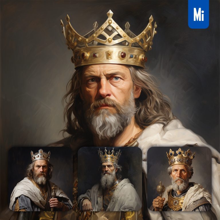 midjourney king crown oil painting drawing portrait