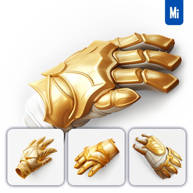 midjourney knight glove gold game icon 3D