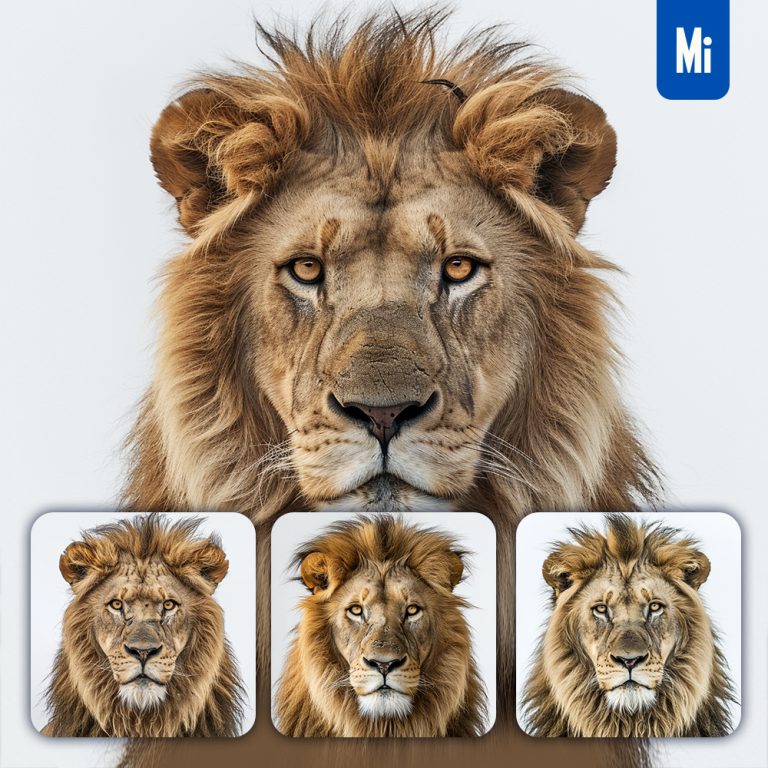 midjourney lion head face photography