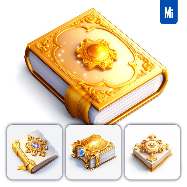 midjourney magic book game icon 3D