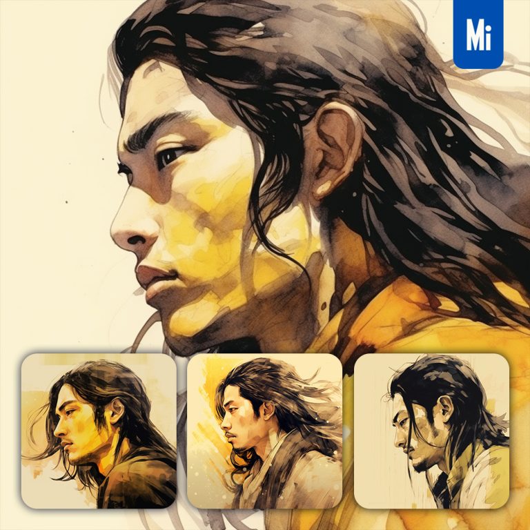 midjourney man male face long hair painting comic