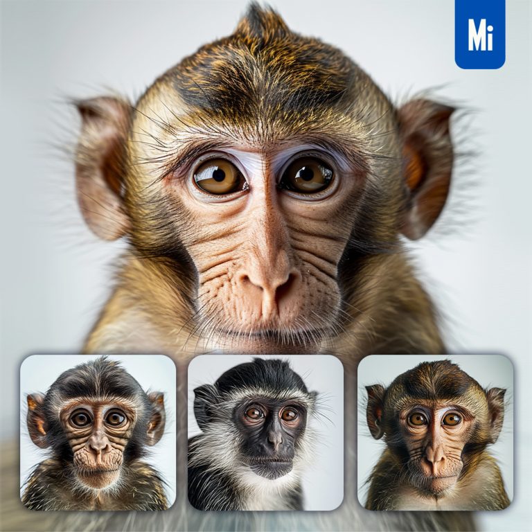 midjourney monkey head face photography