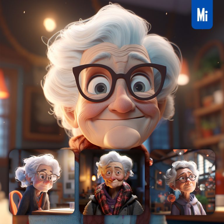 midjourney old woman 3D grandma grandmother cartoon