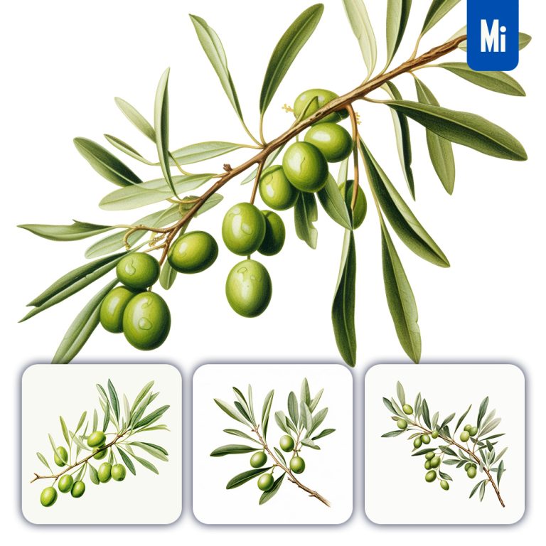 midjourney olive branch green illustration
