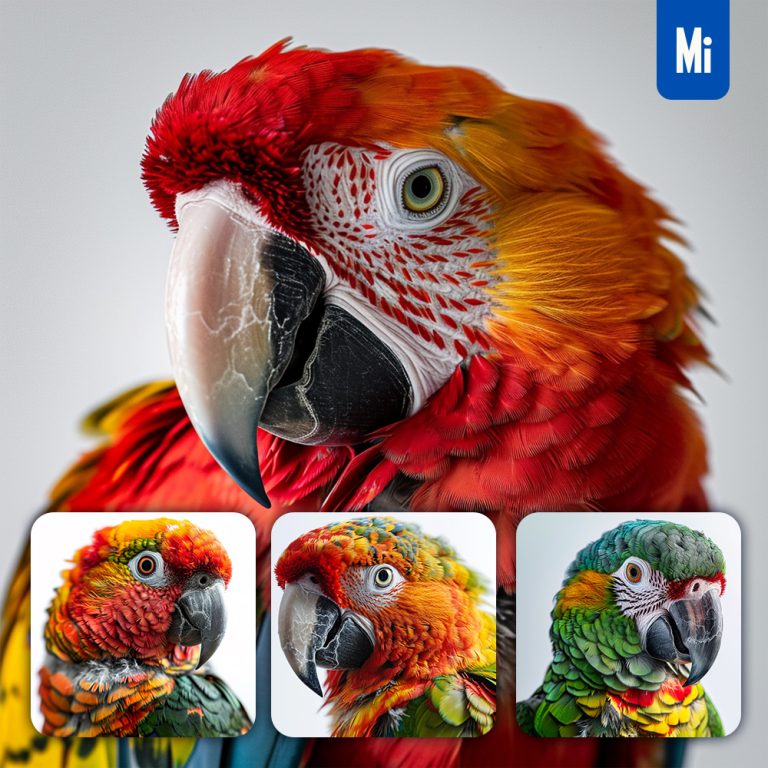 midjourney parrot head photography