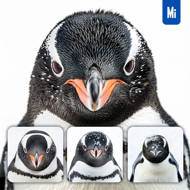 midjourney penguin head face photography