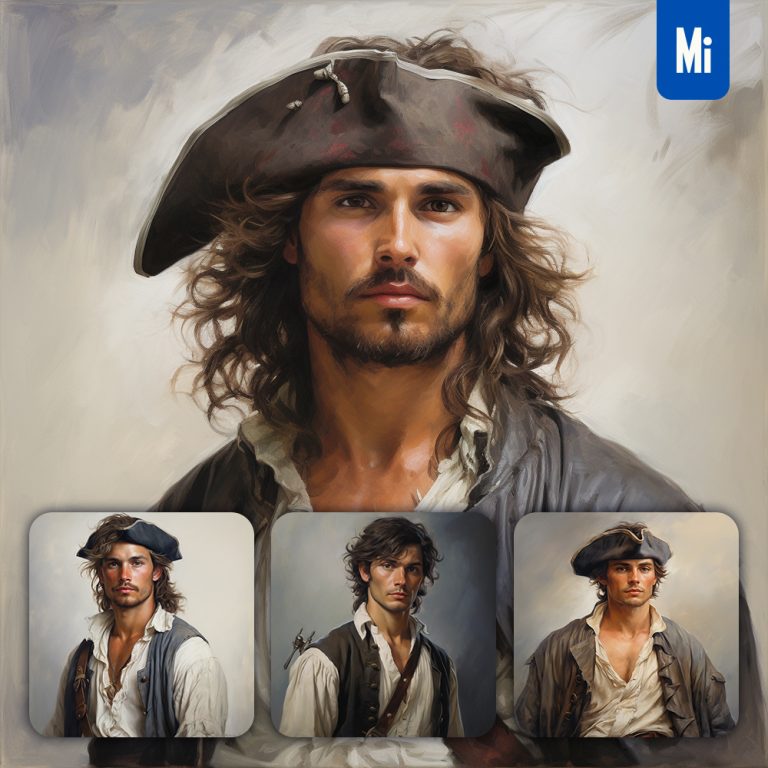 midjourney pirate man oil painting drawing portrait