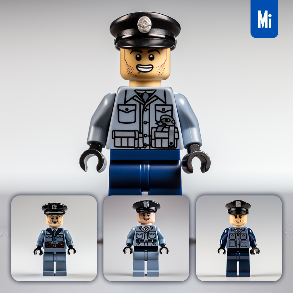 midjourney policeman lego 3d character toy game