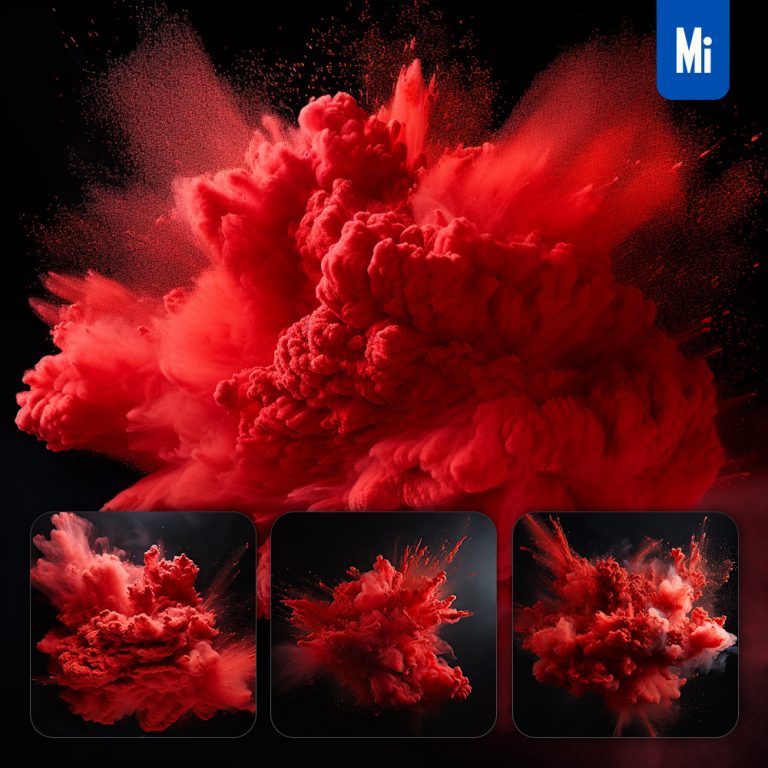 midjourney red powder explosion photography