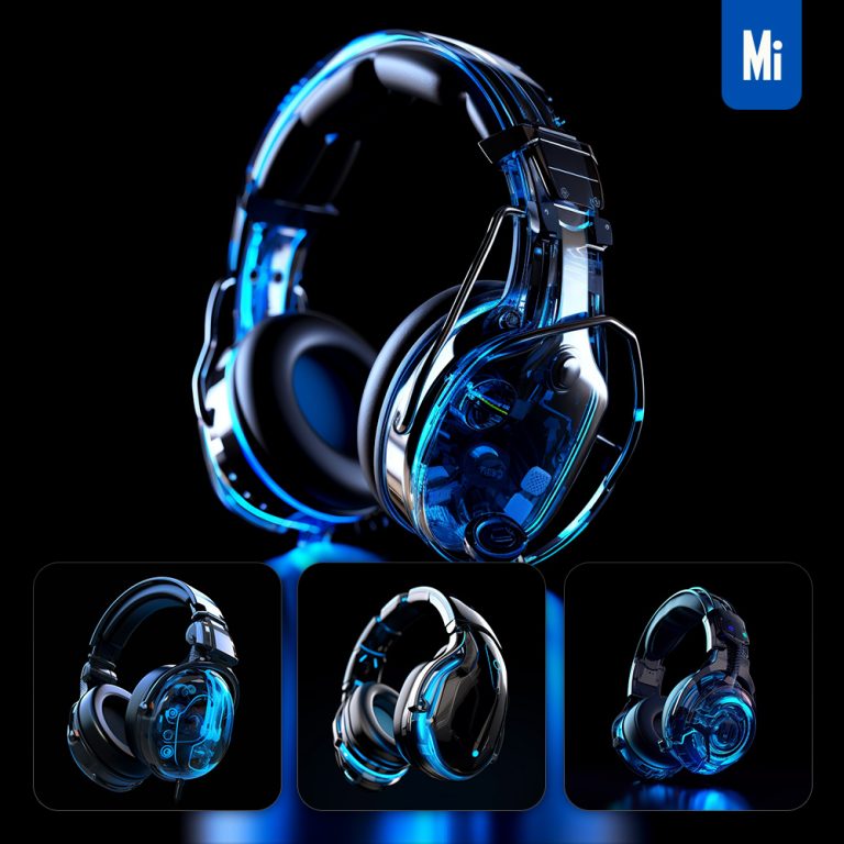 midjourney headset robot headphone mechanical transparent anatomy