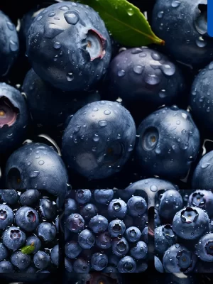 Midjourney Prompt Blueberry Fresh Water Drop Photography