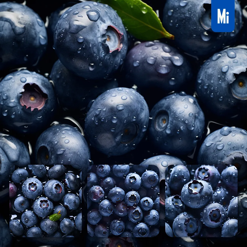 Midjourney Prompt Blueberry Fresh Water Drop Photography
