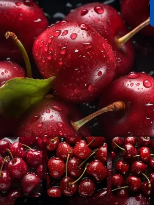 Midjourney Prompt Cherry Fresh Water Drop Photography