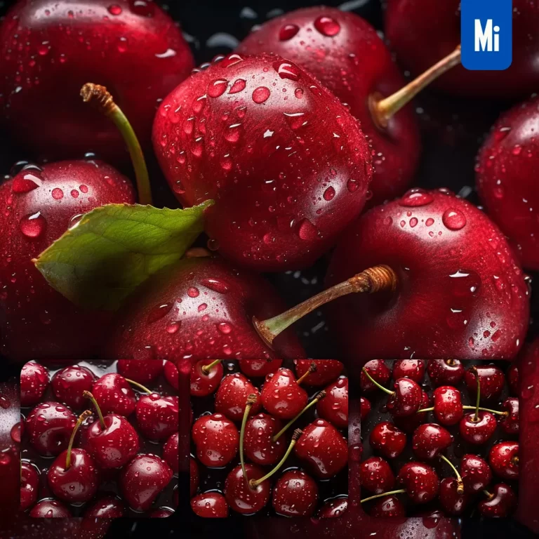 midjourney prompt cherry fresh water drop photography