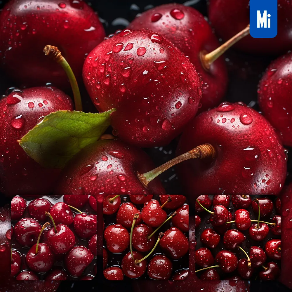Midjourney Prompt Cherry Fresh Water Drop Photography