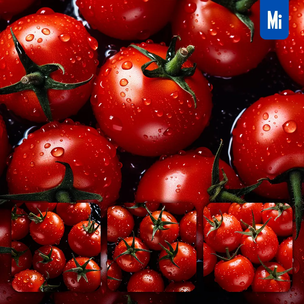 Midjourney Prompt Cherry Tomato Fresh Water Drop Photography