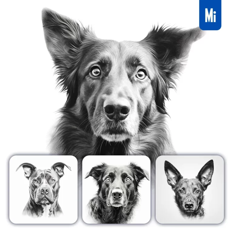 midjourney prompt dog head sketch pencil drawing