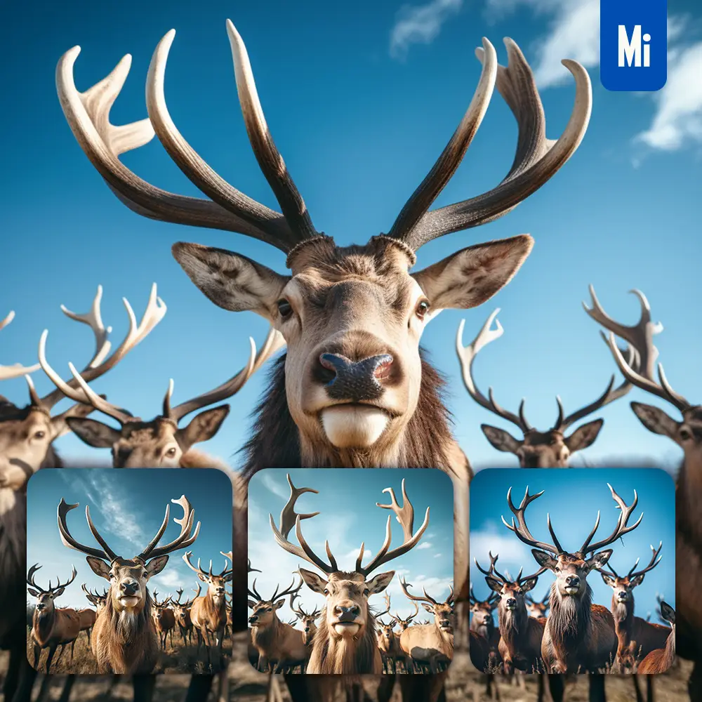 Midjourney Prompt Elk Herd Head Close Up Animal Photography